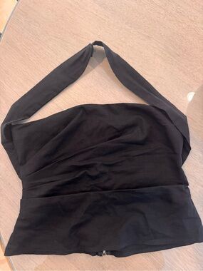 Black Halter Tank Top with Waistband